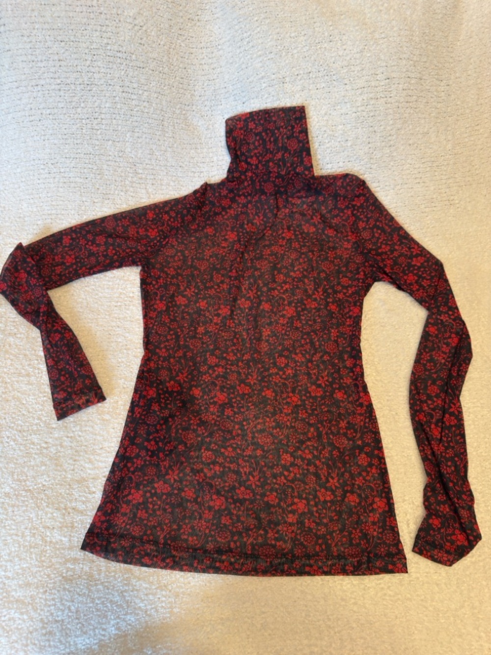 Maje Mesh Black and Red Turtleneck top- never worn but no tags